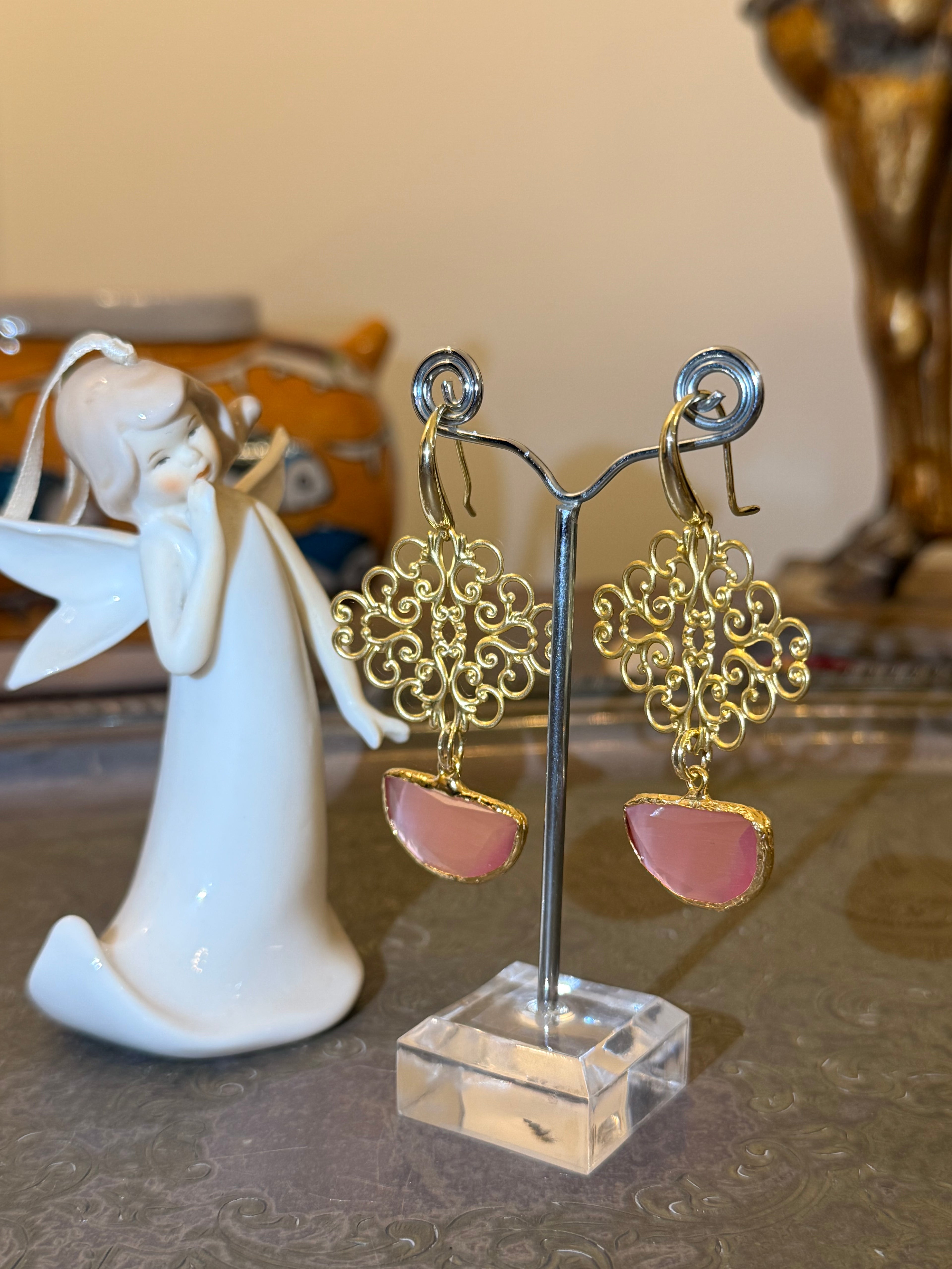 Orecchini crisoberillo rosa